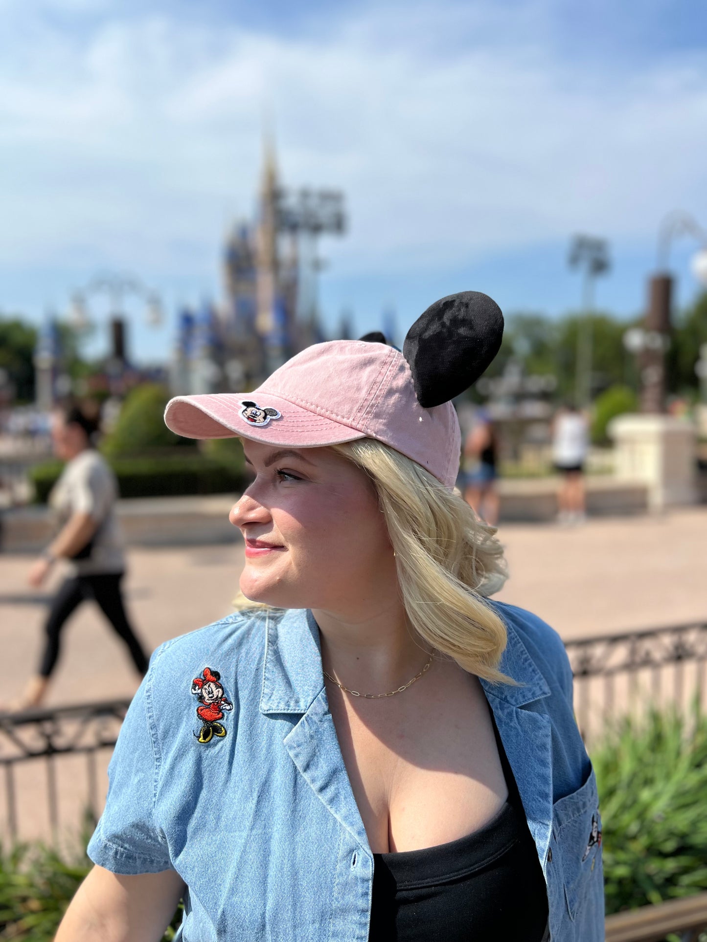 Pink Hat with Black Velvet Ears! (please read description)