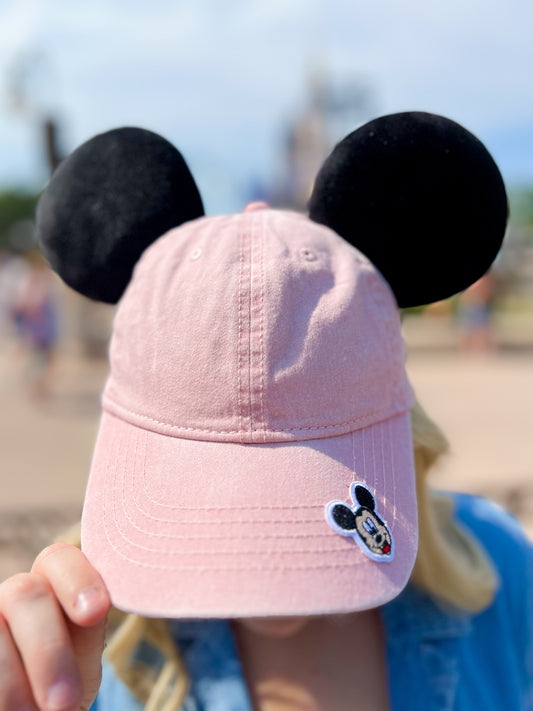 Pink Hat with Black Velvet Ears! (please read description)