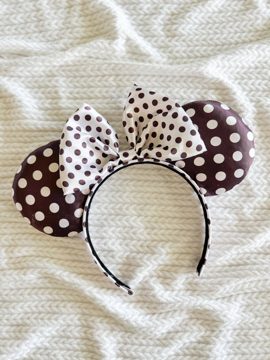 Chocolate Satin Polka Dot Ears