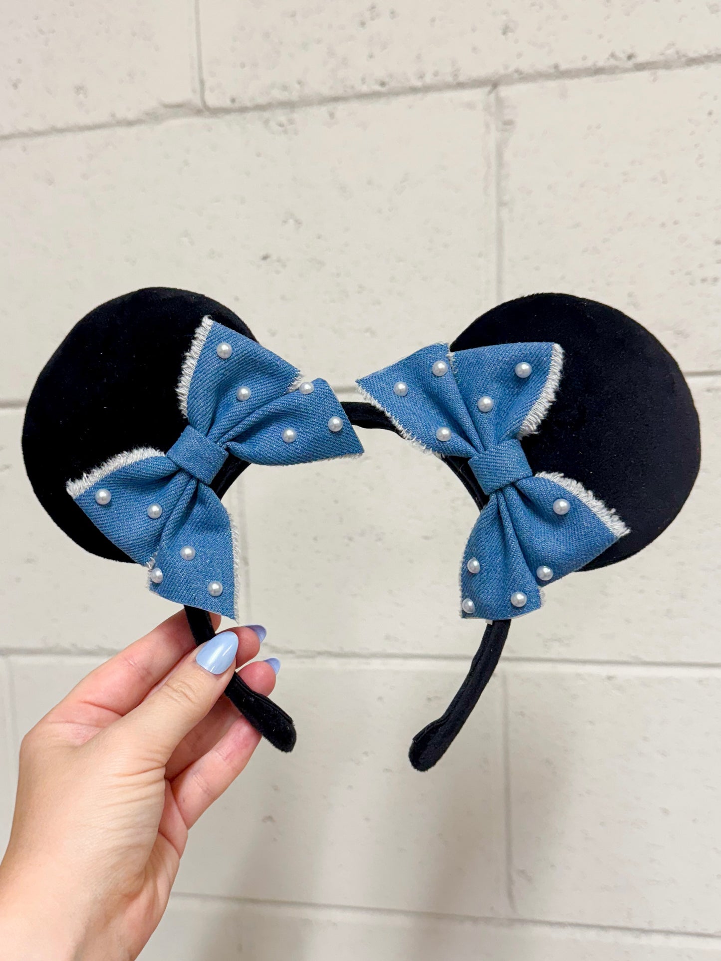 Denim Pearl Ears