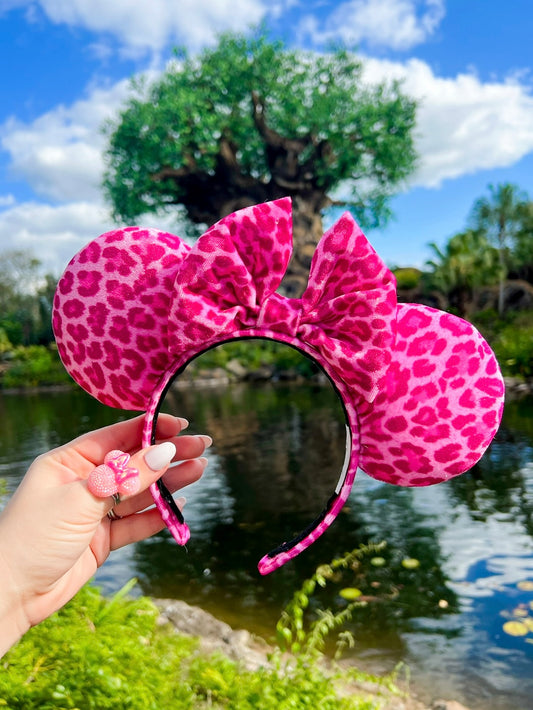 Pink Velvet Leopard Ears