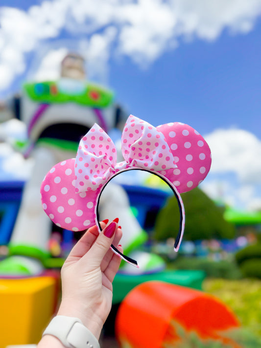 Pink Satin Polka Dot Ears