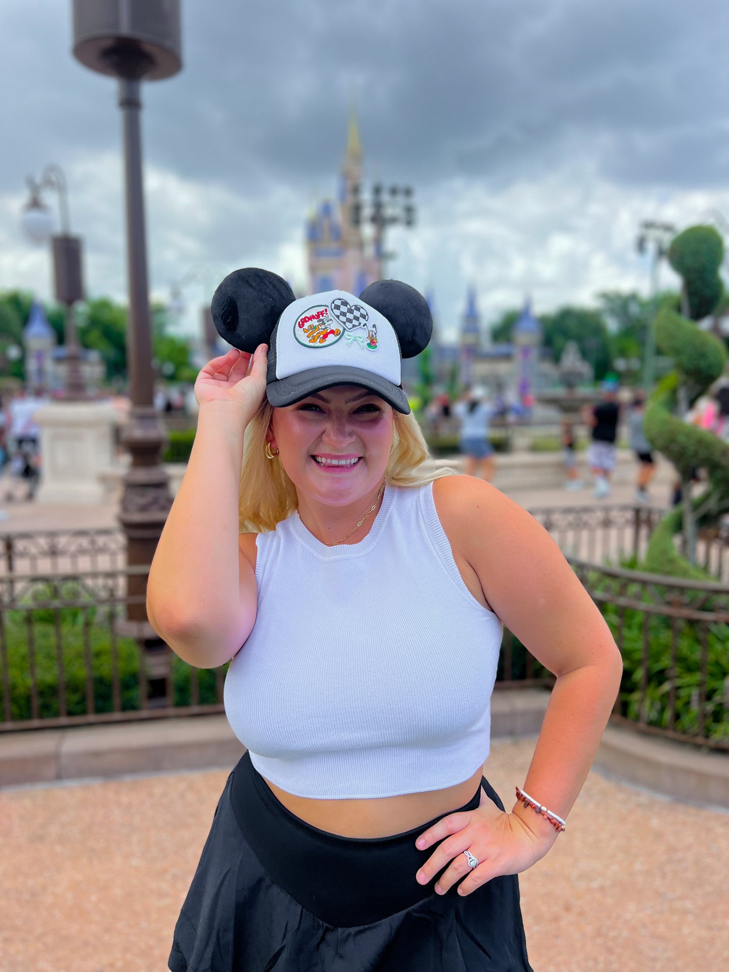 Black and White Trucker Hat with Ears PLAIN (Read Description)