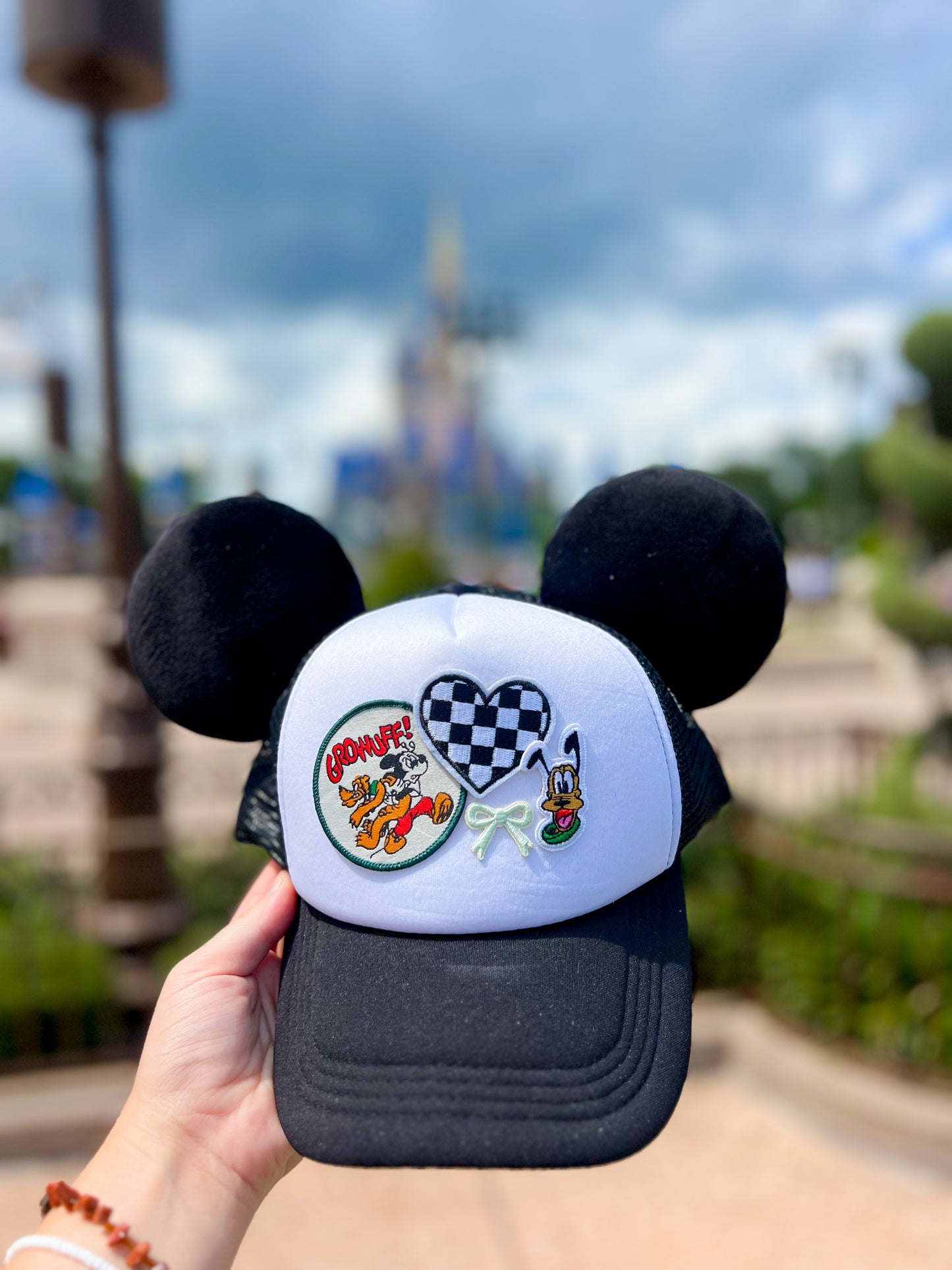 Black and White Trucker Hat with Ears PLAIN (Read Description)